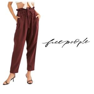 Free People Margate Pleated Trouser L red